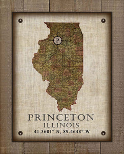 Princeton Illinois Vintage Design - On 100% Natural Linen