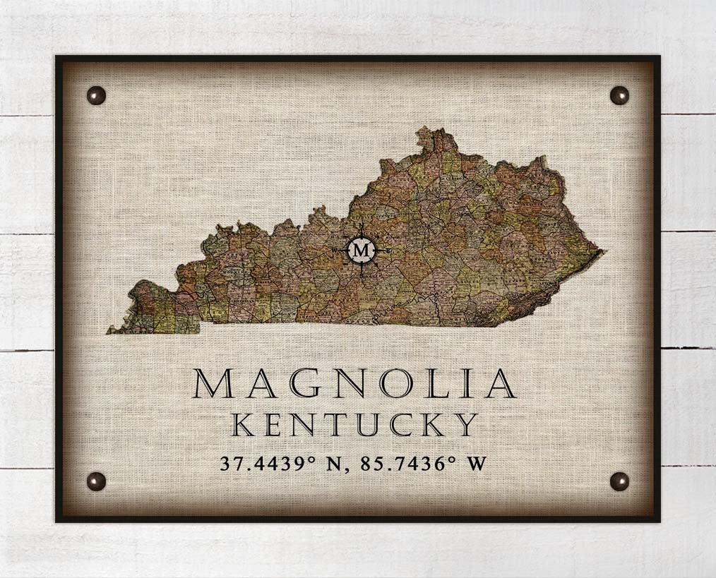 Magnolia Kentucky Vintage Design - On 100% Natural Linen
