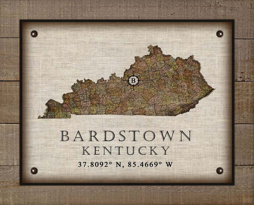 Bardstown Kentucky Vintage Design - On 100% Natural Linen