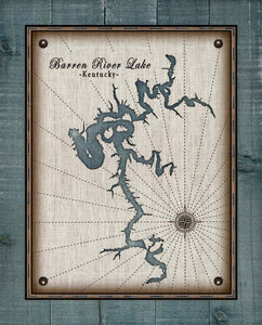 Barren River Lake Map Design - On 100% Natural Linen