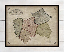 Load image into Gallery viewer, 1861 Bourbon, Woodford, Fayette, Clark &amp; Jessamine Counties Kentucky Map - On 100% Natural Linen
