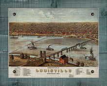 Load image into Gallery viewer, 1876 Louisville Kentucky Birds Eay Map - On 100% Natural Linen
