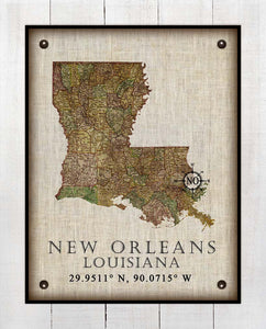 New Orleans Louisiana Vintage Design - On 100% Natural Linen