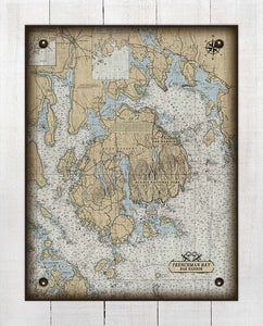 Acadia National Park & Bar Harbor Maine Nautical Chart On 100% Natural Linen