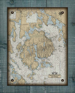 Acadia National Park & Bar Harbor Maine Nautical Chart On 100% Natural Linen