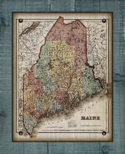 Load image into Gallery viewer, 1800s Maine Map - On 100% Natural Linen
