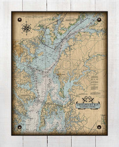 Maryland Eastern Shore Chesapeake Bay Nautical Chart Board Mounted Canvas Print