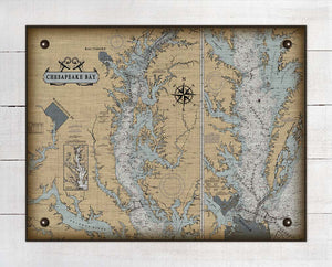 Chesapeake Bay Nautical Chart On 100% Natural Linen