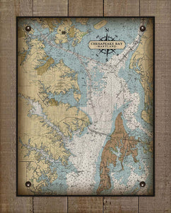 Maryland Upper Chesapeake Bay Nautical Chart On 100% Natural Linen