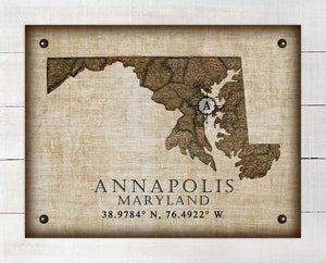 Annapolis Maryland Vintage Design On 100% Natural Linen