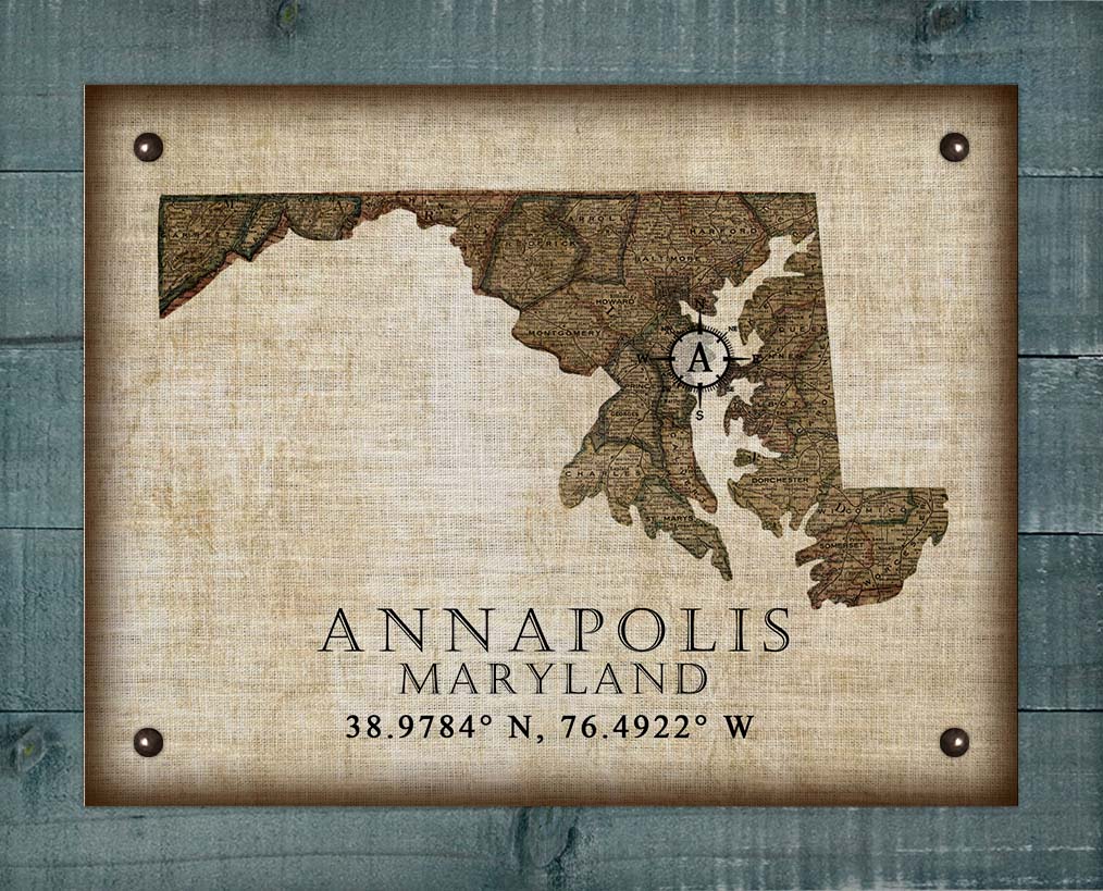 Annapolis Maryland Vintage Design On 100% Natural Linen