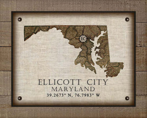 Ellicott City Maryland Vintage Design On 100% Natural Linen