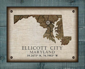 Ellicott City Maryland Vintage Design On 100% Natural Linen