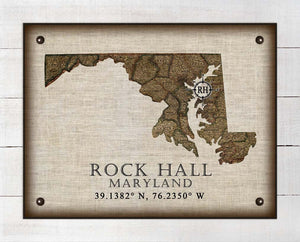 Rock Hall Maryland Vintage Design On 100% Natural Linen
