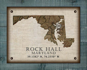 Rock Hall Maryland Vintage Design On 100% Natural Linen