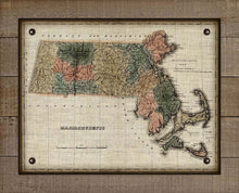 Load image into Gallery viewer, 1800s Massachusetts Map - On 100% Natural Linen
