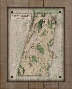Berkshire County Massachusettes Nautical Chart - On 100% Natural Linen