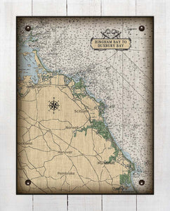 Hingam Bay to Duxbury Bay Massachusetts Nautical Chart On 100% Natural Linen