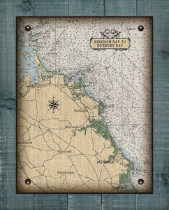 Hingam Bay to Duxbury Bay Massachusetts Nautical Chart On 100% Natural Linen
