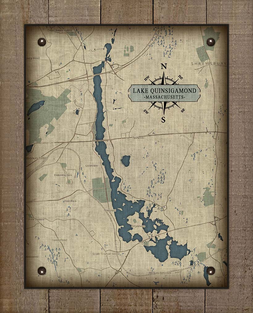 Lake Quinsigamond Massachusetts - On 100% Natural Linen