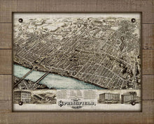 Load image into Gallery viewer, 1875 Springfield Massachusettes Birds Eye Map - On 100% Natural Linen
