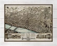 Load image into Gallery viewer, 1875 Springfield Massachusettes Birds Eye Map - On 100% Natural Linen
