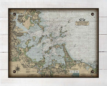 Load image into Gallery viewer, Boston Harbor Massachusettes Nautical Chart (Horizontal) - On 100% Natural Linen
