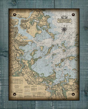 Load image into Gallery viewer, Copy of Boston Harbor Massachusettes Nautical Chart (Vertical) - On 100% Natural Linen
