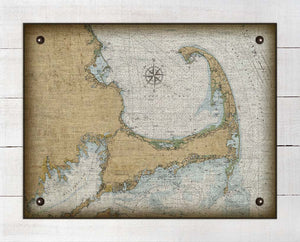 Cape Cod Massachusettes Nautical Chart - On 100% Natural Linen