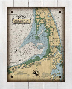 Wellfleet Cape Cod Ma. Nautical Chart On 100% Natural Linen