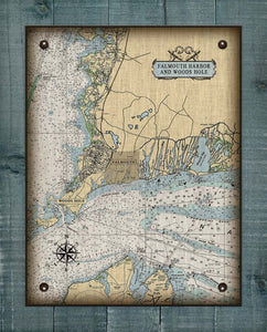 Falmouth & Woods Hole Ma. Nautical Chart On 100% Natural Linen