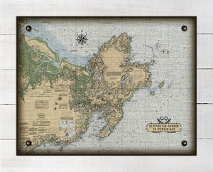 Gloucester Harbor To Ipswich Bay Massachusetts Nautical Chart On 100% Natural Linen