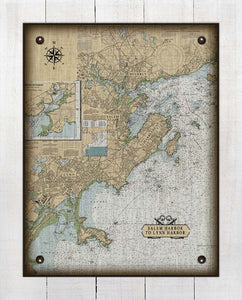 Salem Harbor To Lyn Harbor Massachusetts Nautical Chart On 100% Natural Linen