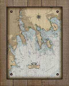 New Bedford Massachusetts Nautical Chart On 100% Natural Linen