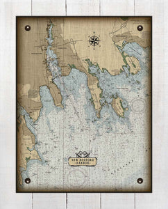 New Bedford Massachusetts Nautical Chart On 100% Natural Linen