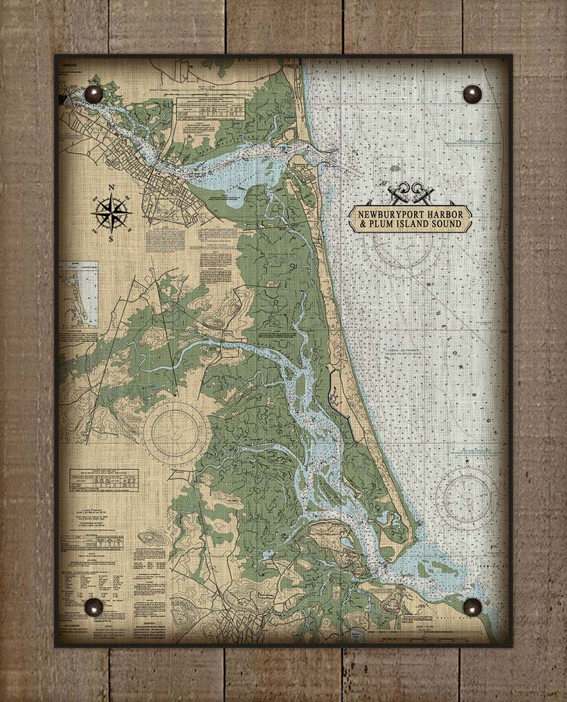 Newburyport Harbor & Plum Island Massachusetts Nautical Chart Board Mounted Canvas Print