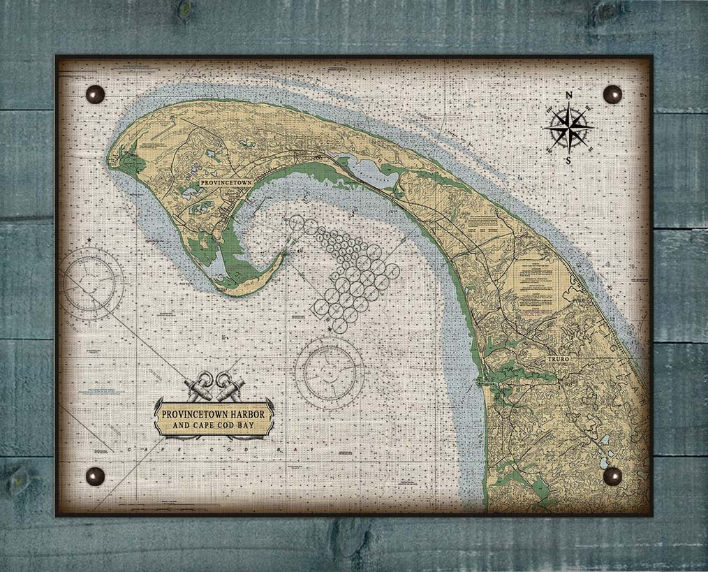 Provincetown Massachusetts Nautical Chart On 100% Natural Linen