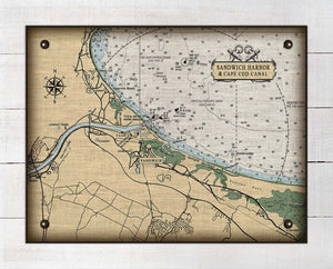 Sandwich & The Cape Cod Canal Massachusetts Nautical Chart On 100% Natural Linen