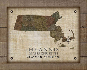 Hyannis Massachusetts Vintage Design - Board Mounted Canvas Print