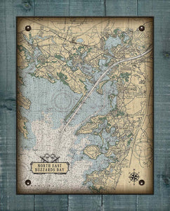 Upper Buzzard Bay Massachusettes Nautical Chart On 100% Natural Linen