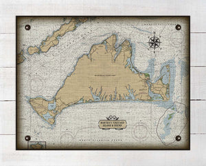 Martha's Vinyard Massachusetts Nautical Chart On 100% Natural Linen
