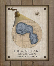 Load image into Gallery viewer, Lake Higgins Michigan Vintage Design - On 100% Natural Linen

