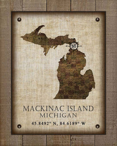 Mackinac Island Michigan Vintage Design - On 100% Natural Linen