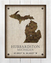 Load image into Gallery viewer, Hubbardston Michigan Vintage Design - On 100% Natural Linen
