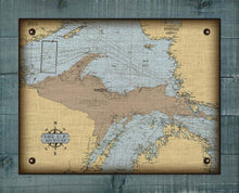 Load image into Gallery viewer, Upper Peninsula Michigan Nautical Chart - On 100% Natural Linen
