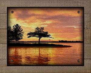 Detroit Point Lake Higgins Michigan - On 100% Linen