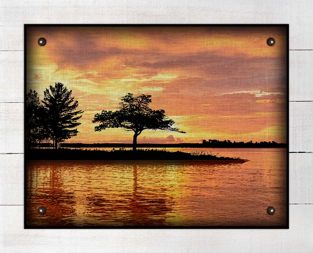 Detroit Point Lake Higgins Michigan - On 100% Linen