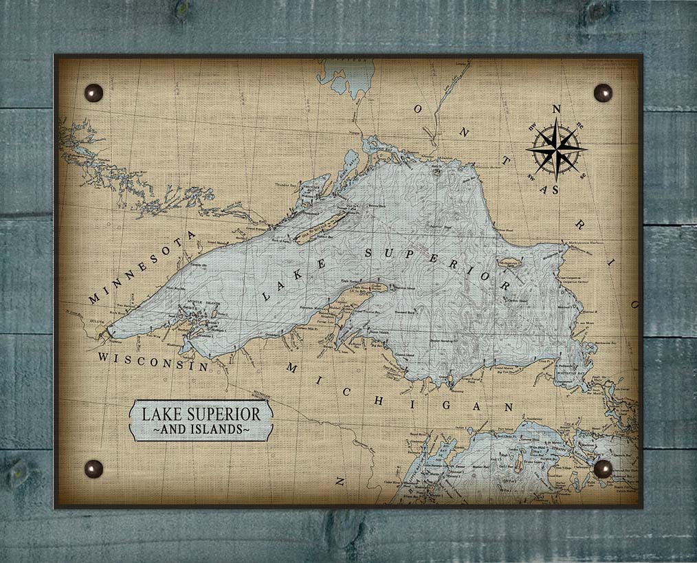 Lake Superior Nautical Chart - On 100% Natural Linen