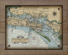 Load image into Gallery viewer, Ocean Springs &amp; Biloxi Mississippi Nautical Chart On 100% Natural Linen
