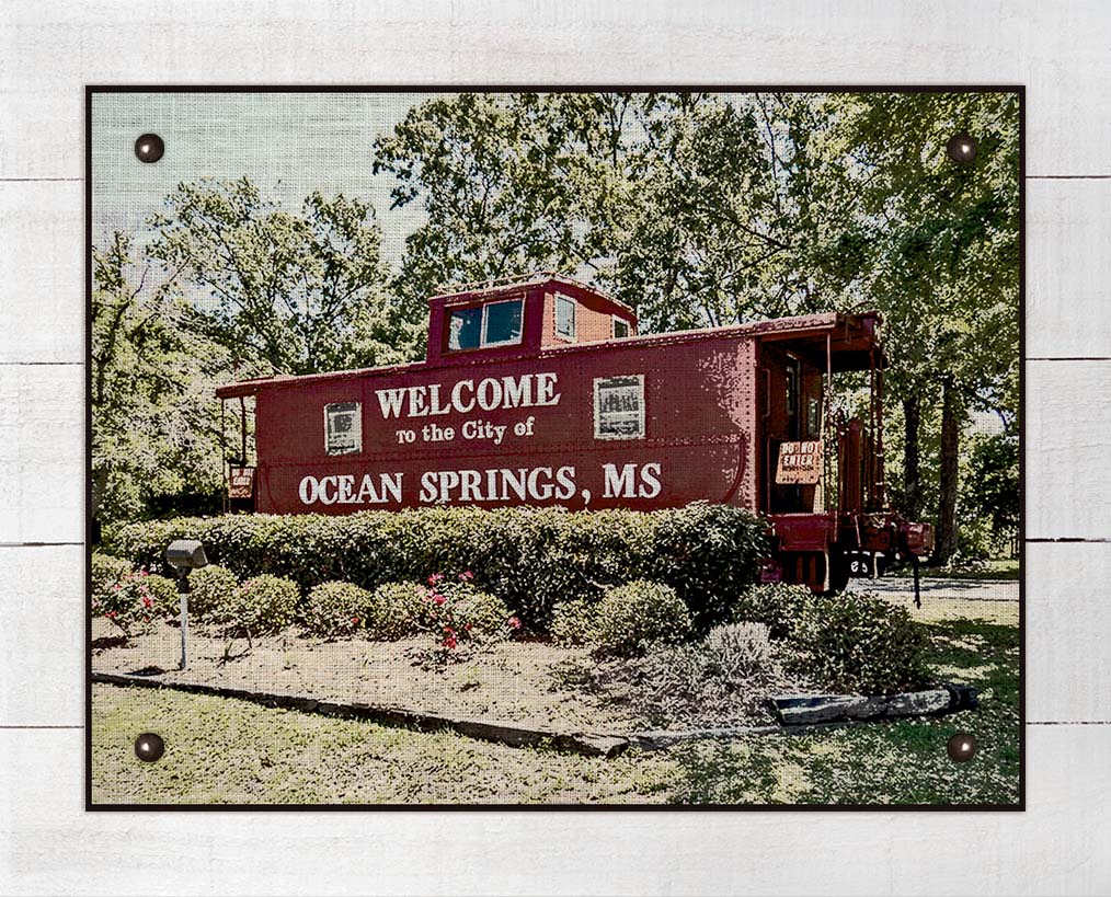 Ocean Springs Welcome Caboose - On 100% Natural Linen
